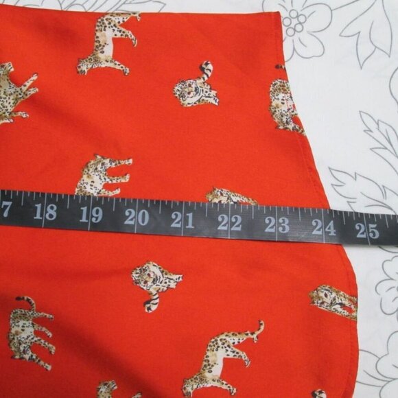Nwot Leopard-Print Ruffle-Neck Long Sleeve Blouse-Reddish Orange-1P/8 - Picture 16 of 16